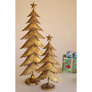 Set of 2 Antique Gold Christmas Trees 3