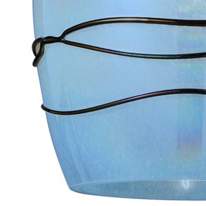Vines 5'' Wide 1-Light Mini Pendant - Satin Nickel with Blue Glass 2