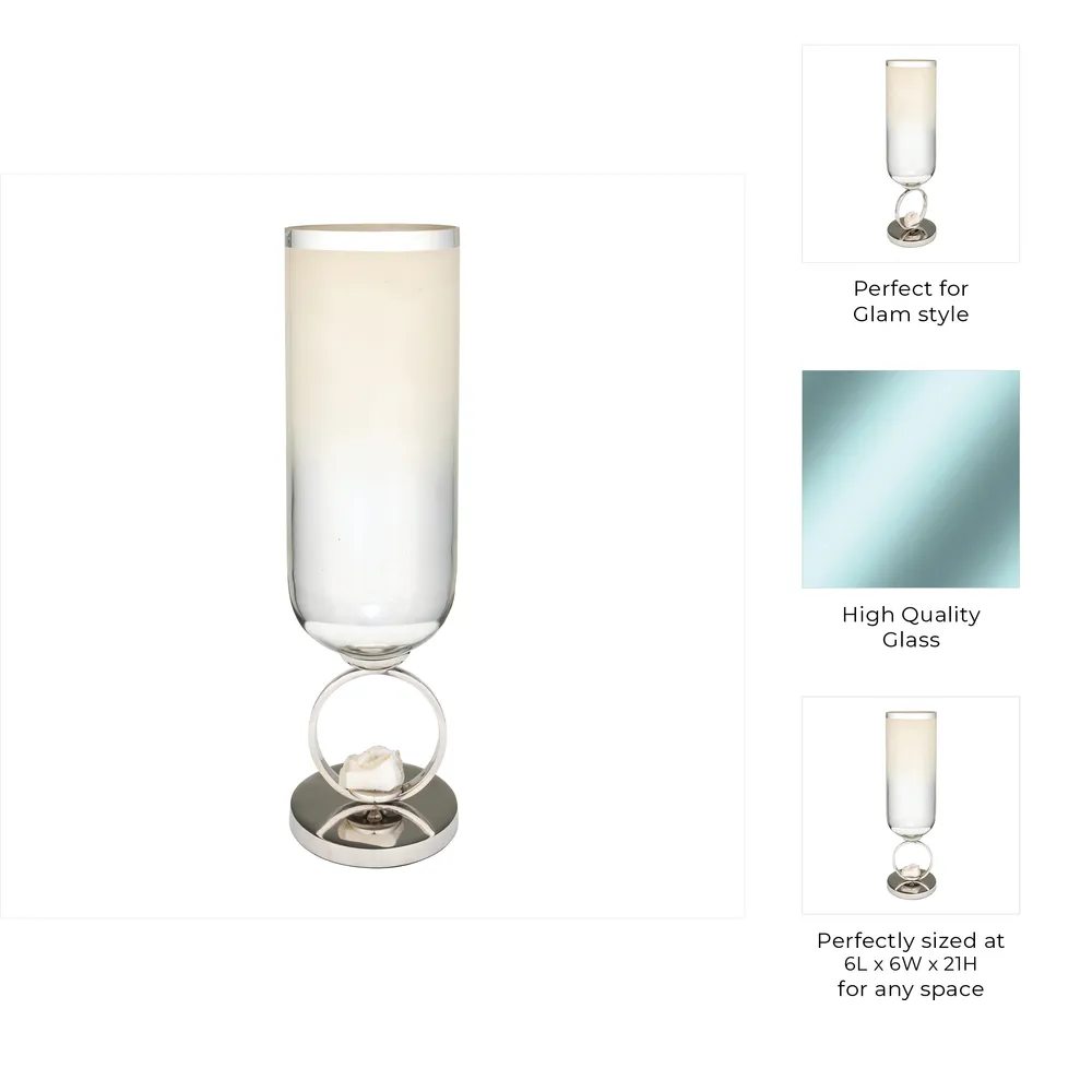 ROCKWIND WHITE GLASS VASE 21 (IN)