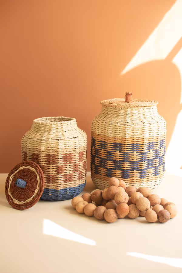 Set of 2 Twisted Paper Canisters