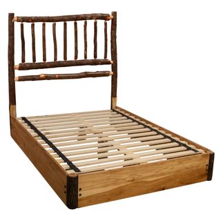 Hickory Log Traditional Platform Bed - Double - Natural