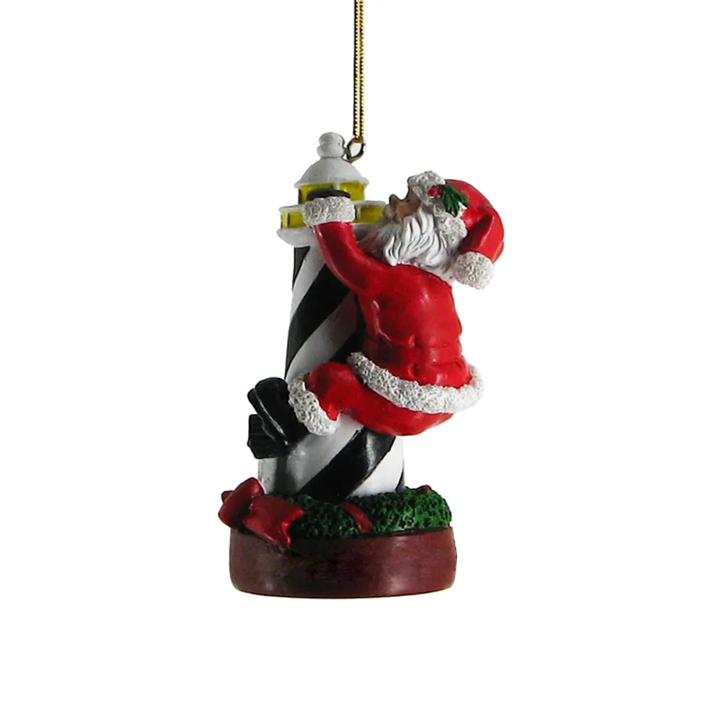 3-3/4" SANTA ON LIGHTHOUSE ORNAMENT