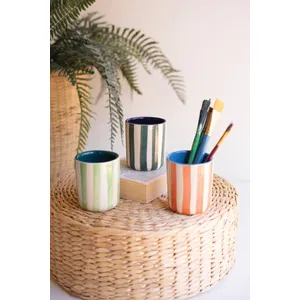 Set of 3 Striped Ceramic Containers 5