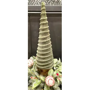 Sm Green Velvet Cone Tree 15.5x4.5x4.5in 1