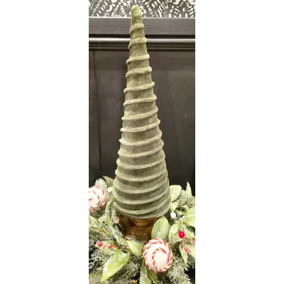 Sm Green Velvet Cone Tree 15.5x4.5x4.5in