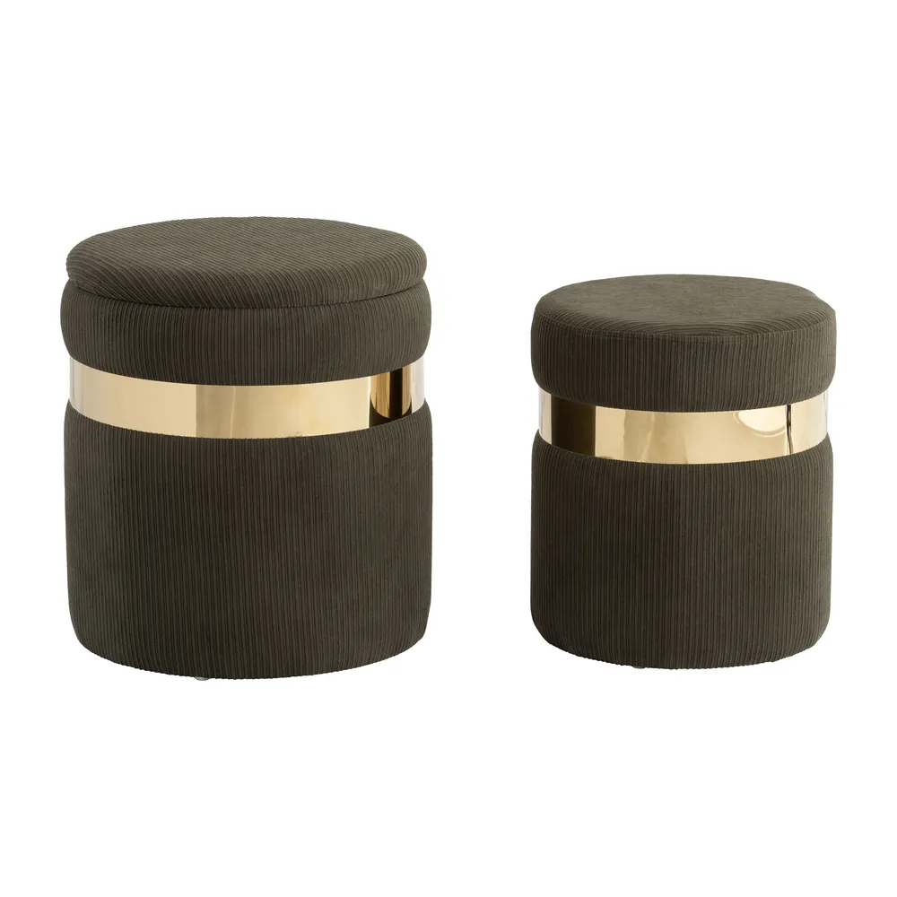 GORDENRIDGE SET OF 2 GREEN OTTOMANS 18 (IN)