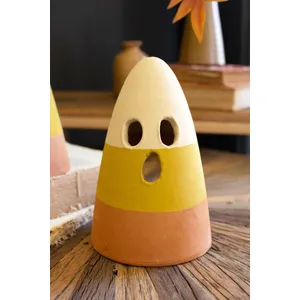 Set of 2 Clay Candy Corn Lanterns 3