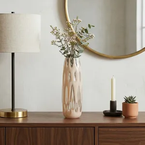 HATCHERHAVEN TAN GLASS VASE 15 (IN) 2