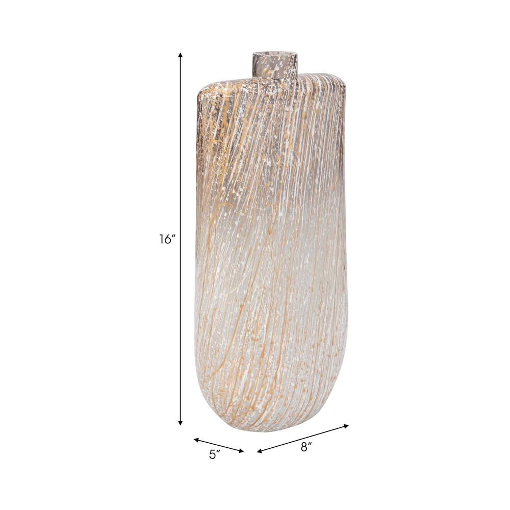 STONEWOOD IVORY GLASS VASE 16 (IN)