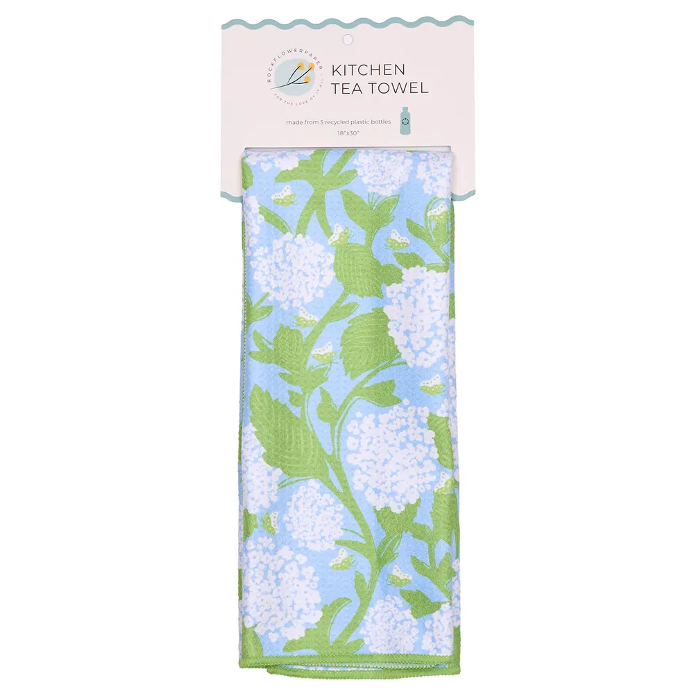 Hydrangea Bloom Waffle Weave Tea Towel