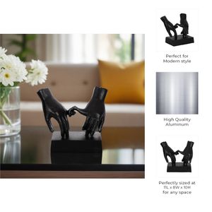 METAL,9"H,ENTWINED HANDS SCULPTURE, BLACK 10