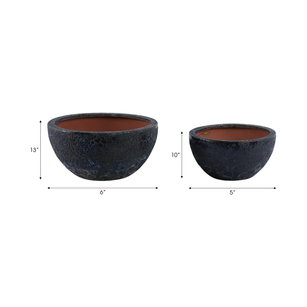 BYRONHAM SET OF 2 BLUE PLANTER 6 (IN)