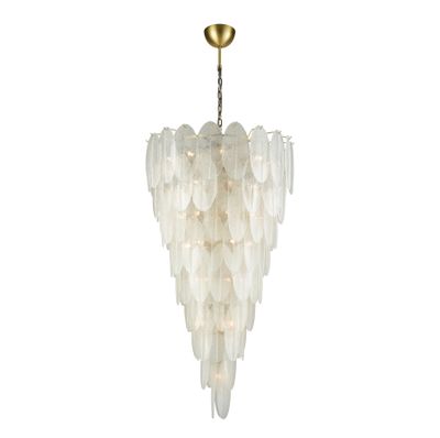 Hush 32.5'' Wide 42-Light Chandelier - Aged Brass with White