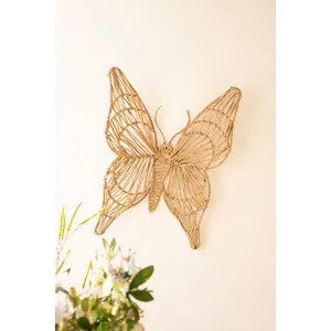 Seagrass and Iron Butterfly Wall Decor 1