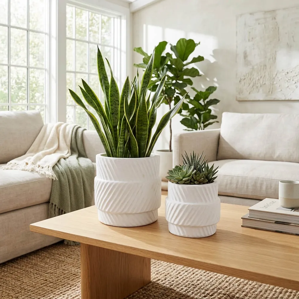 COLVINWICK SET OF 2 WHITE PLANTER 10 (IN)