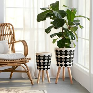 GLASTONCREST SET OF 2 BLACK PLANTER 21 (IN) 12