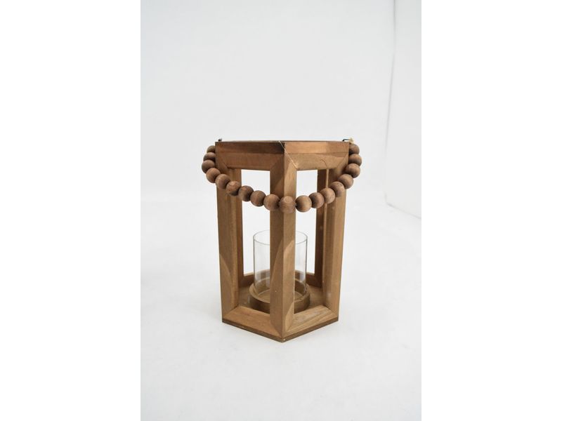 11"  Hexagon Shaped Wood Candle Holder 2