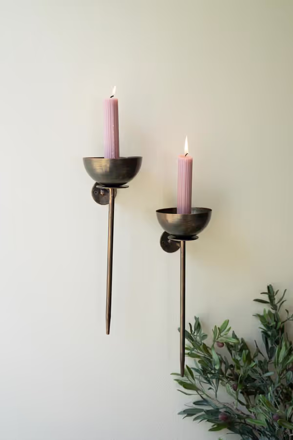Set of 2 Metal Wall Taper Candle Holders