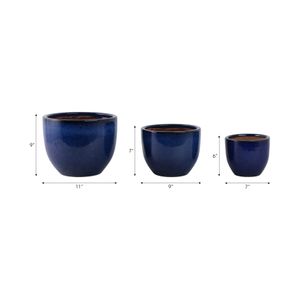 BOWENWELL SET OF 3 BLUE PLANTER 9 (IN) 8