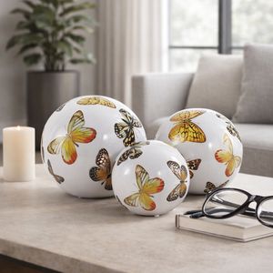 SYLVANWAY SET OF 3 WHITE ORBS 6 (IN) 10