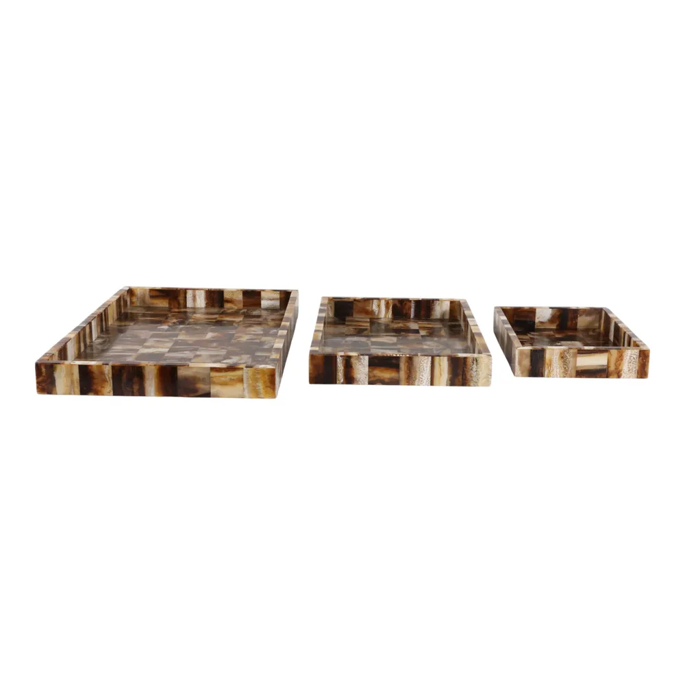 DUNLAPBROOK SET OF 3 BROWN TRAY 2 (IN)