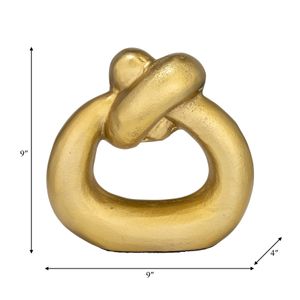 METAL,11"H,BROAD KNOT RING SCULPTURE,GOLD 8