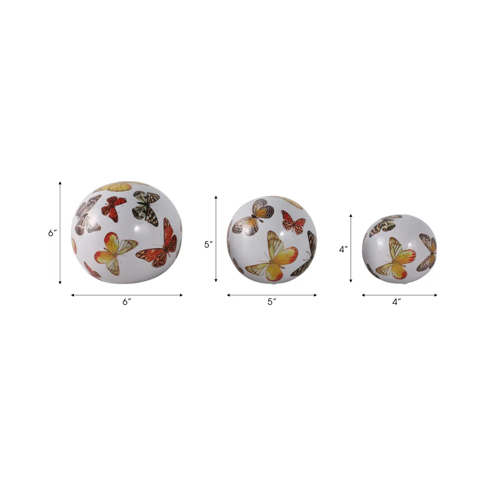 SYLVANWAY SET OF 3 WHITE ORBS 6 (IN)