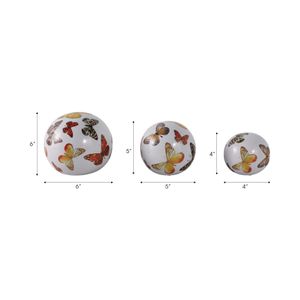 SYLVANWAY SET OF 3 WHITE ORBS 6 (IN) 8