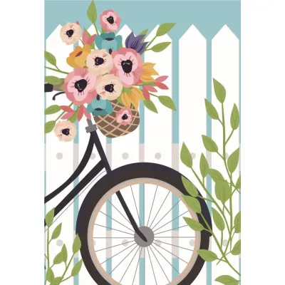 Floral Bicycle Garden Flag 12in by 18in