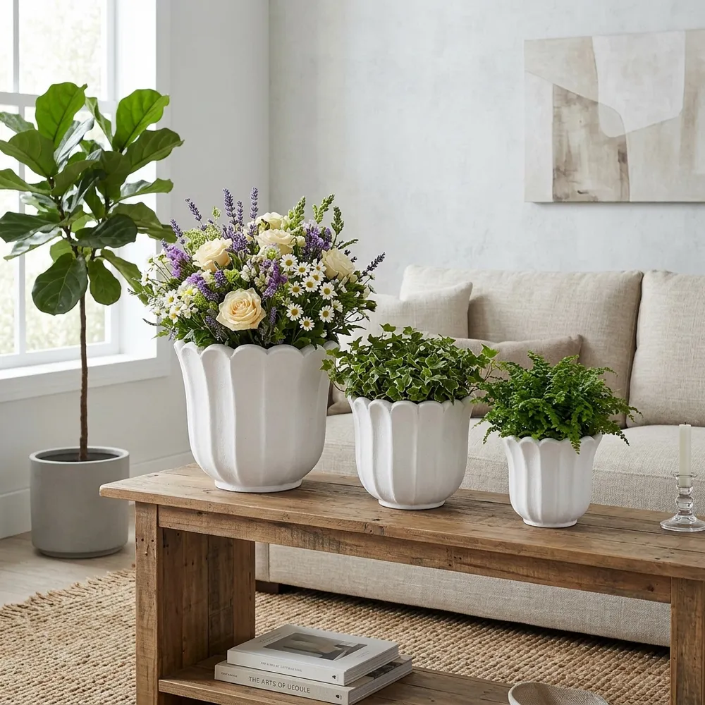 CASPERBROOK SET OF 3 WHITE PLANTER 13 (IN)