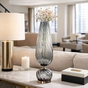 LINDENRUN GRAY GLASS VASE 21 (IN) 2