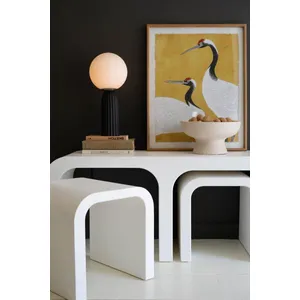 Textured White Wood Rectangle Coffee Table with Nesting Accent Tables 9