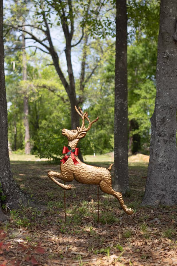 Painted Metal Reindeer Yard Stake