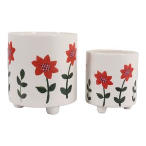 ALMAWAY SET OF 2 ORANGE PLANTER 8 (IN) 6
