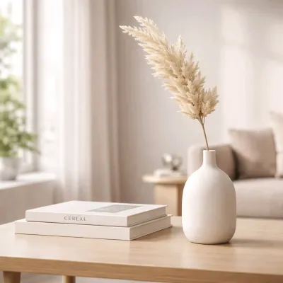 Cream Flocked Pampas