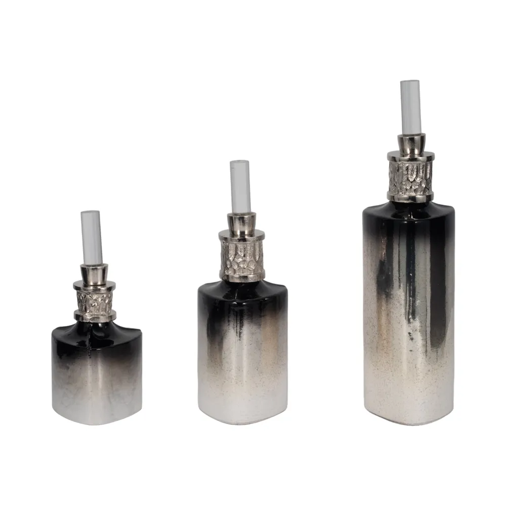 HOUSTONCROSS SET OF 3 SILVER GLASS VASES 17 (IN)