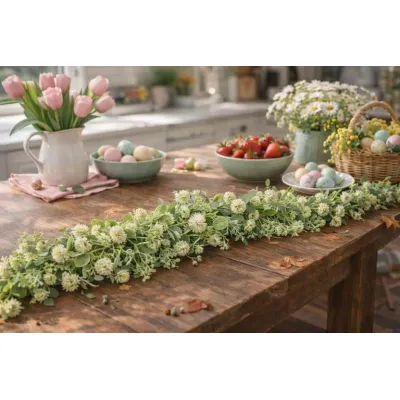 White Dandelion Garland 68in