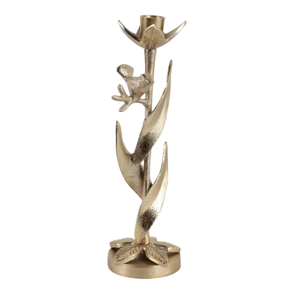 HOLLYMOOR GOLD CANDLE HOLDER 11 (IN)