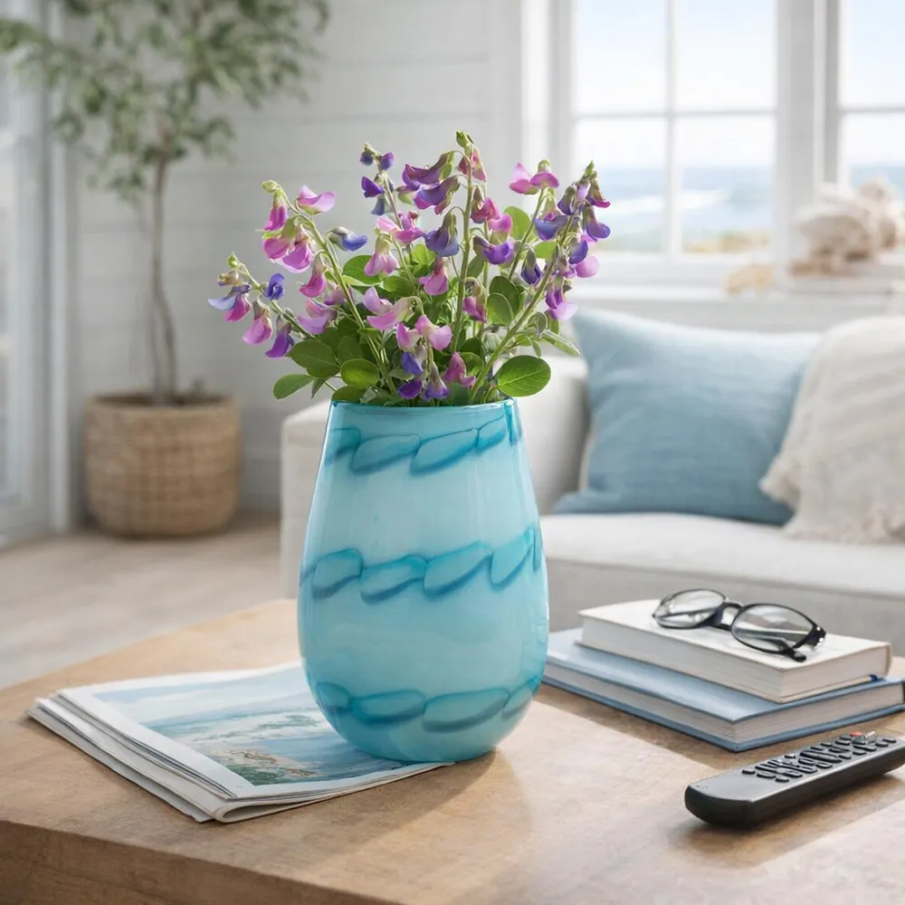 HELENARIDGE BLUE GLASS VASE 9 (IN)
