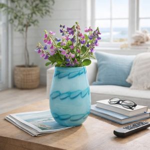 HELENARIDGE BLUE GLASS VASE 9 (IN) 12