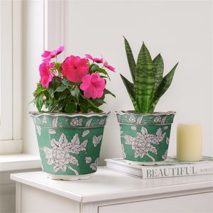 AIDENRIDGE SET OF 2 GREEN PLANTER 10 (IN) 11