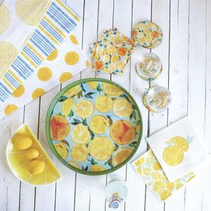 Lemon Slices Round Lacquer Serving Tray 3