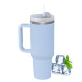 40 OZ DOUBLE WALL TUMBLER W STRAW - DENIM BLUE 1