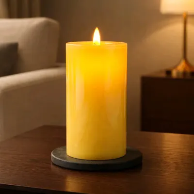 Yellow Moving Flame LED Candle 3x6in
