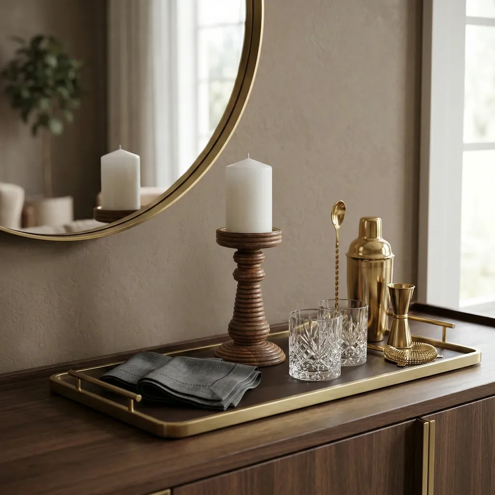 HACKETTRIDGE BROWN CANDLE HOLDER 8 (IN)