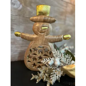 Wooden Snowman with a Star Cutout 7x6in 1