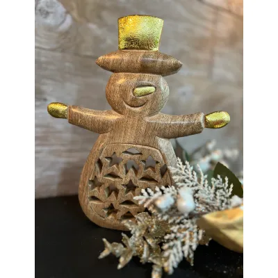 Wooden Snowman with a Star Cutout 7x6in