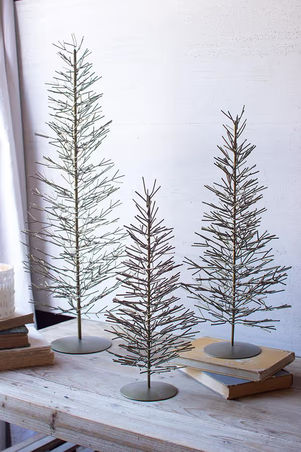 Set of 3 Antique Brass Wire Trees