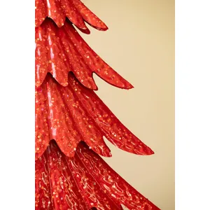 Set of 2 Painted Metal Christmas Trees with Glitter 3