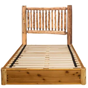 Cedar Log Small Spindle Platform Bed - Queen - Natural 3